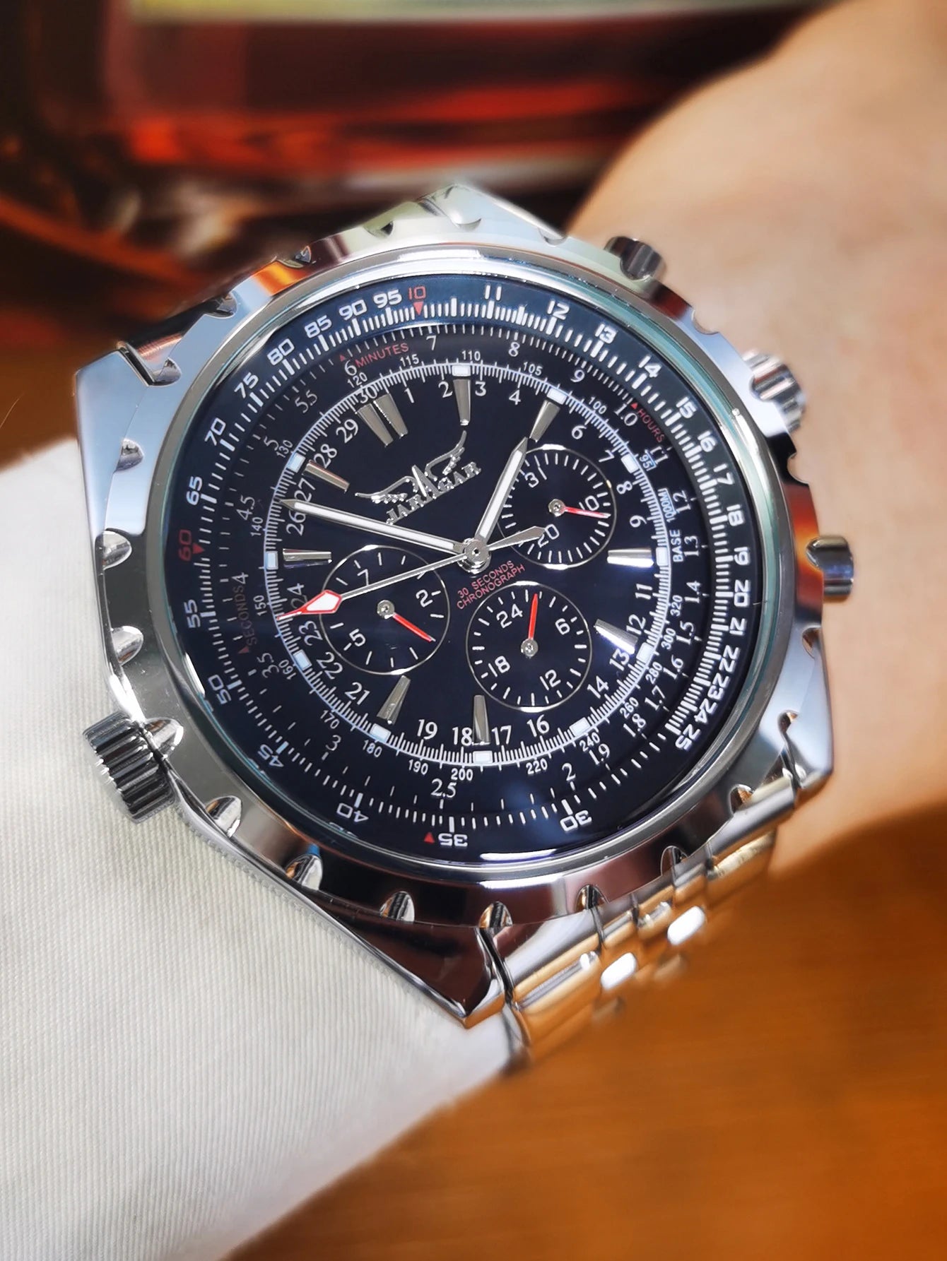 Jaragar Automatic Watch for Men Multifunction 3 Sub-Dials Sports Mechanical Watches Top Brand Luxury Leather Steel Band