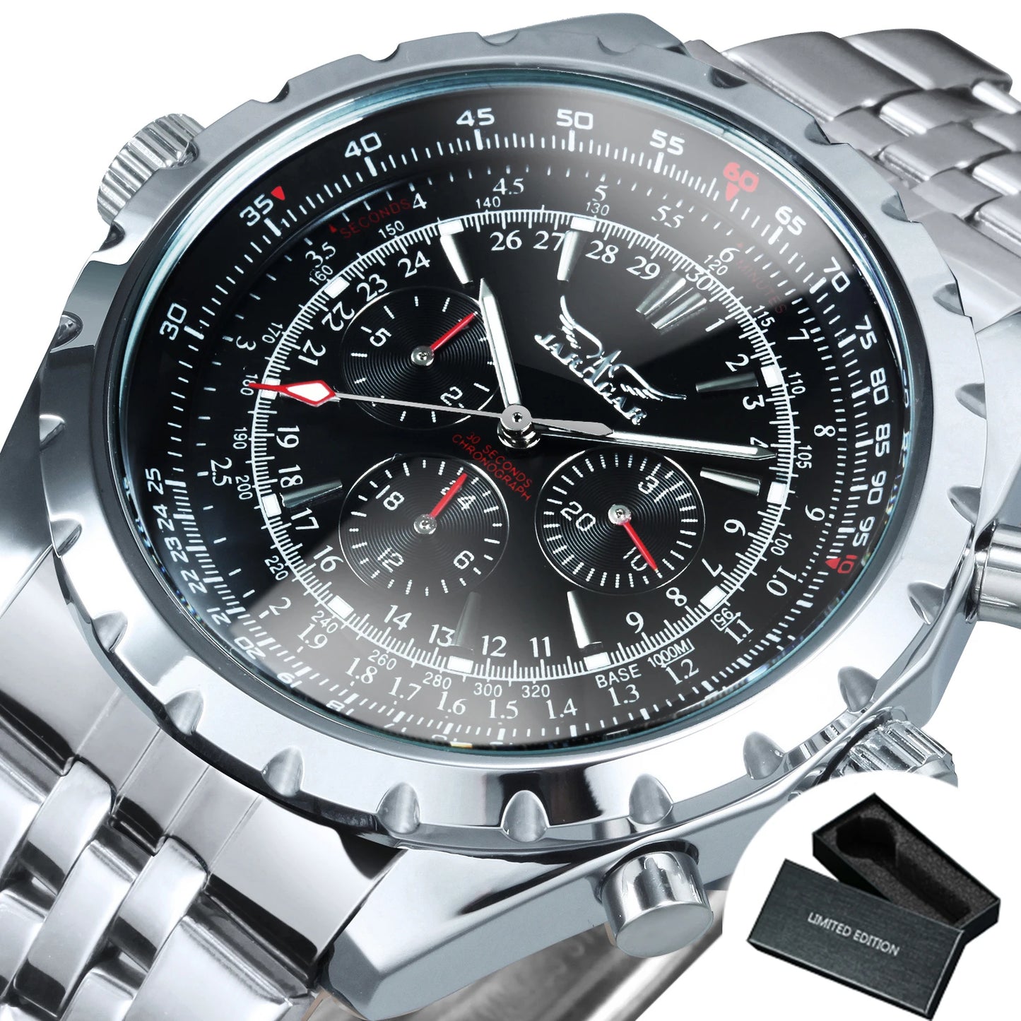 Jaragar Automatic Watch for Men Multifunction 3 Sub-Dials Sports Mechanical Watches Top Brand Luxury Leather Steel Band