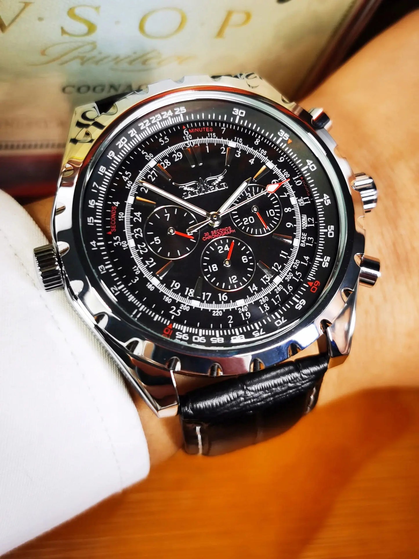 Jaragar Automatic Watch for Men Multifunction 3 Sub-Dials Sports Mechanical Watches Top Brand Luxury Leather Steel Band