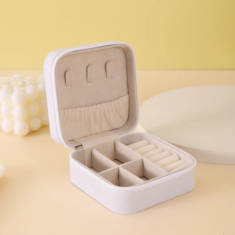 1pcs Single Layer Storage Box Ladies Travel Leather Jewelry Box Classic Black Pure White Fashion Pink Storage Box