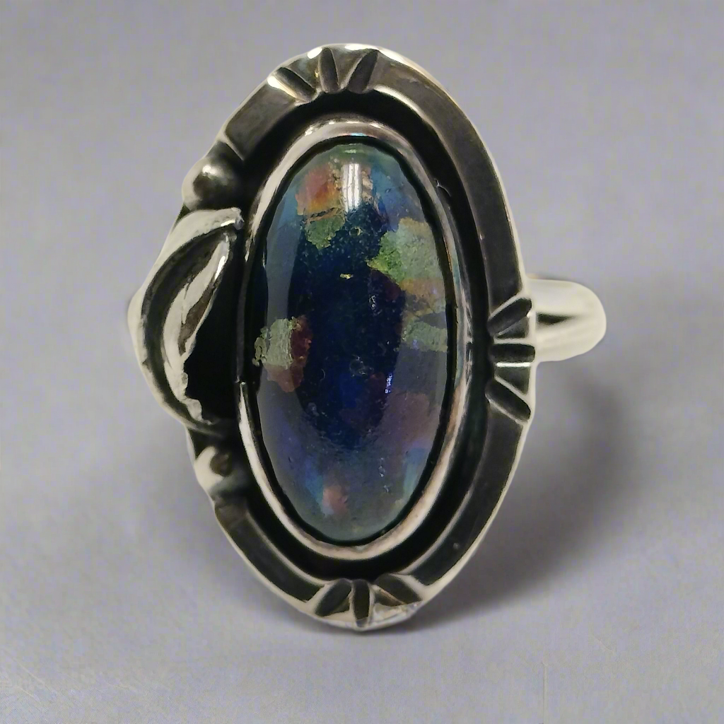 Sterling Silver Black Opal Ring