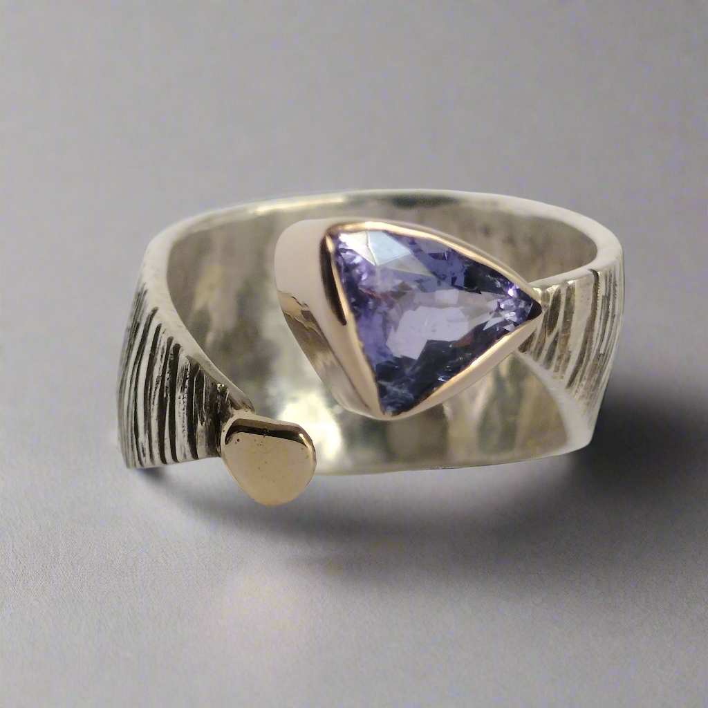Sterling Silver and 14k Gold Tanzanite Ring