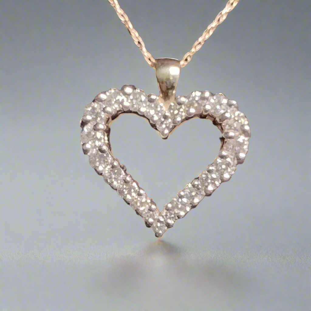 10K Gold Diamond Pendant and Chain