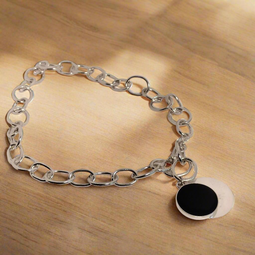 Sterling Silver Enamel Pendant and Necklace