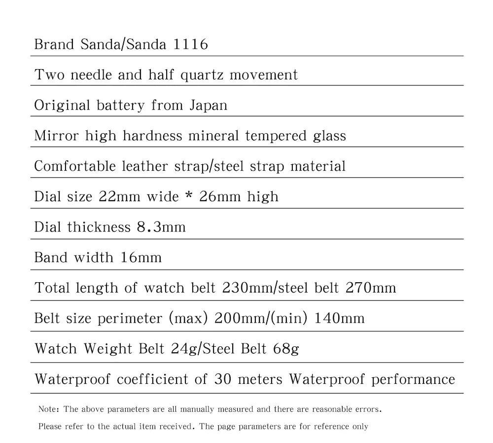 SANDA 1116 2024 Fashion Quartz Movement Women's Watch Luxury Steel And Leather Strap Wristwatch Ladies Dress Watches Simple Hour