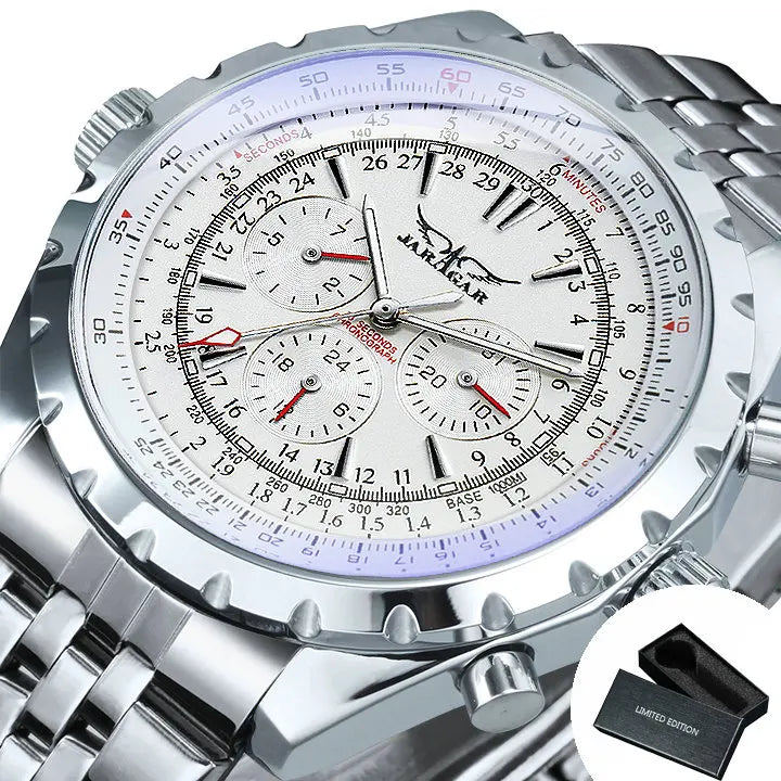Jaragar Automatic Watch for Men Multifunction 3 Sub-Dials Sports Mechanical Watches Top Brand Luxury Leather Steel Band