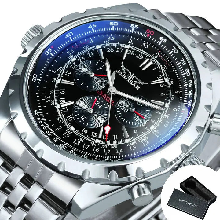 Jaragar Automatic Watch for Men Multifunction 3 Sub-Dials Sports Mechanical Watches Top Brand Luxury Leather Steel Band