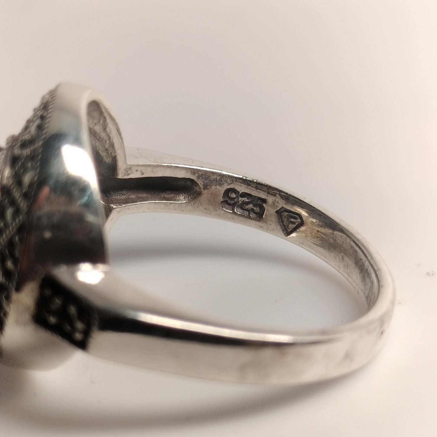 Sterling Silver Amethyst and Marcasite Ring