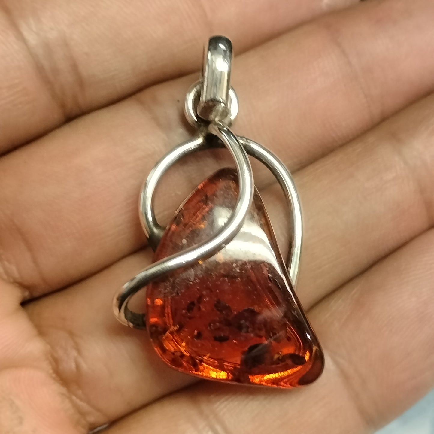 Sterling Silver Amber Pendant