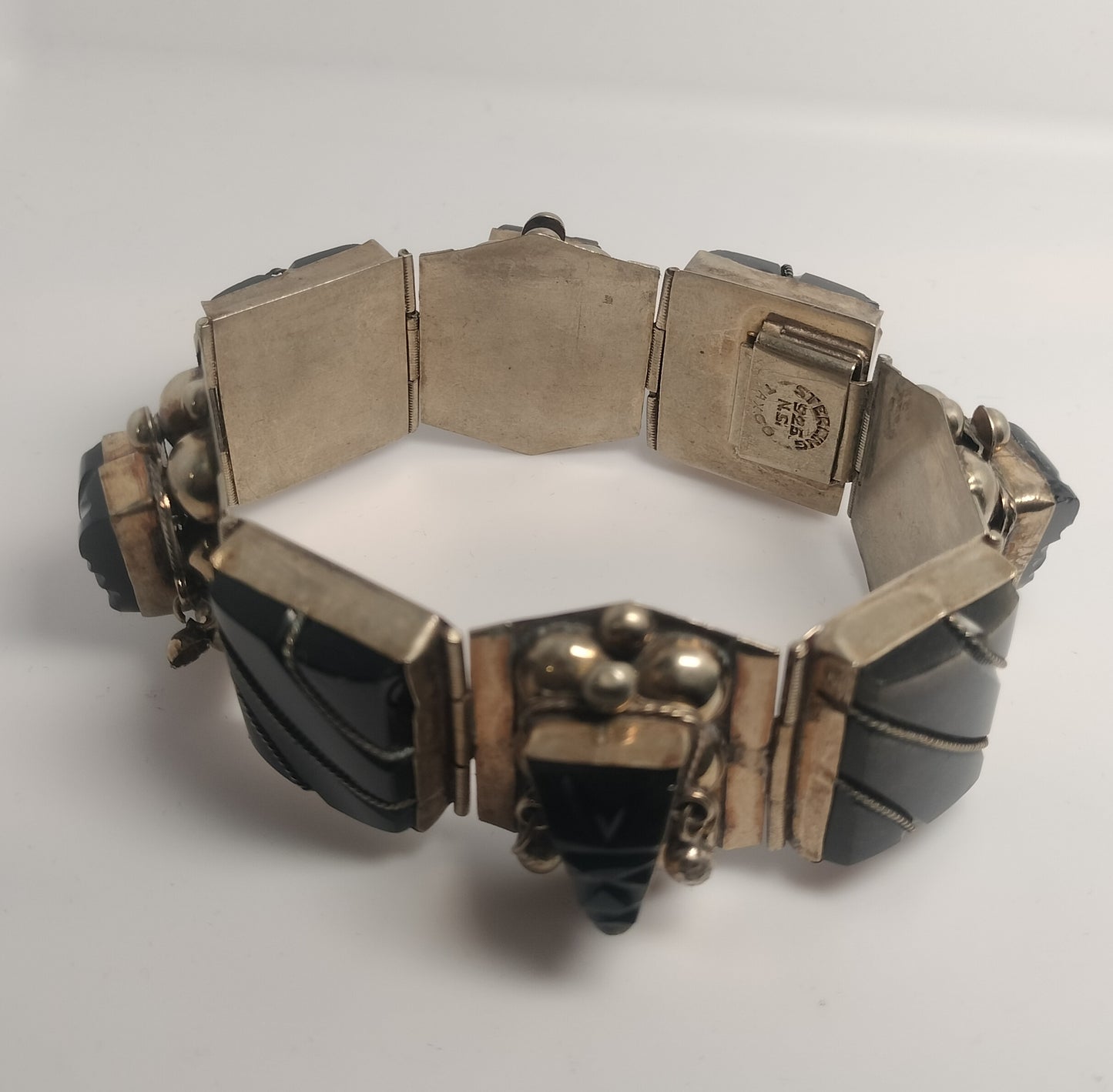 Vintage Sterling Silver Onyx Bracelet