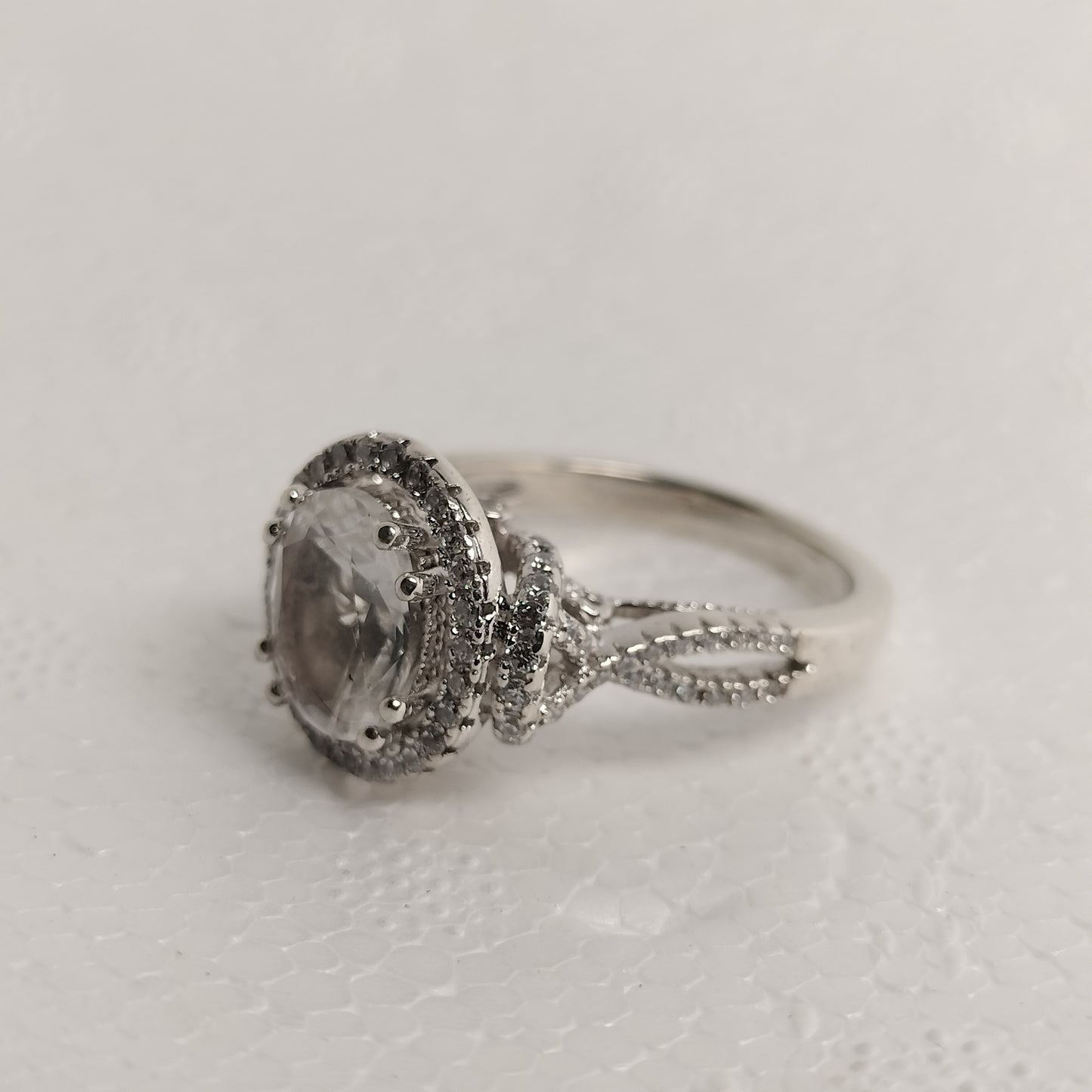 Sterling Silver White Topaz And Cubic Zirconia Ring