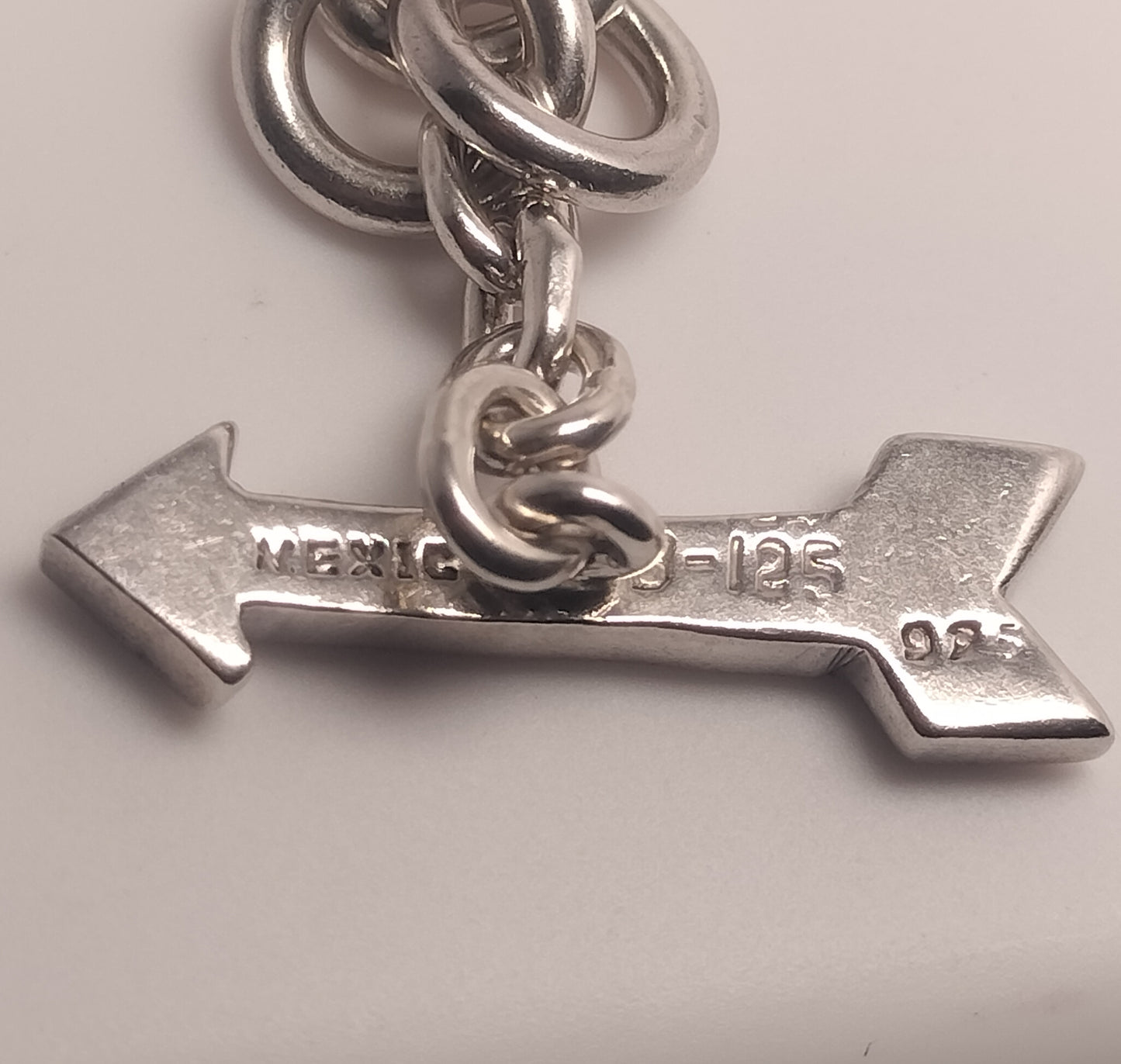 Sterling Silver Hearts and Arrow Toggle Bracelet