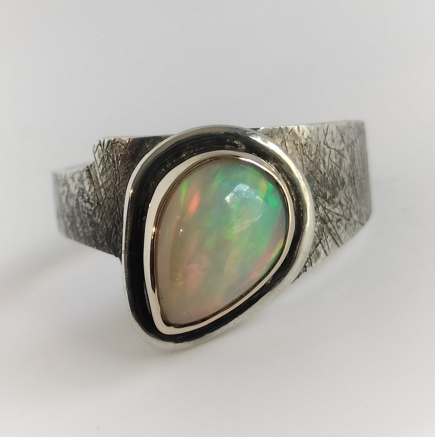 Sterling Silver and 14k Gold Opal ring