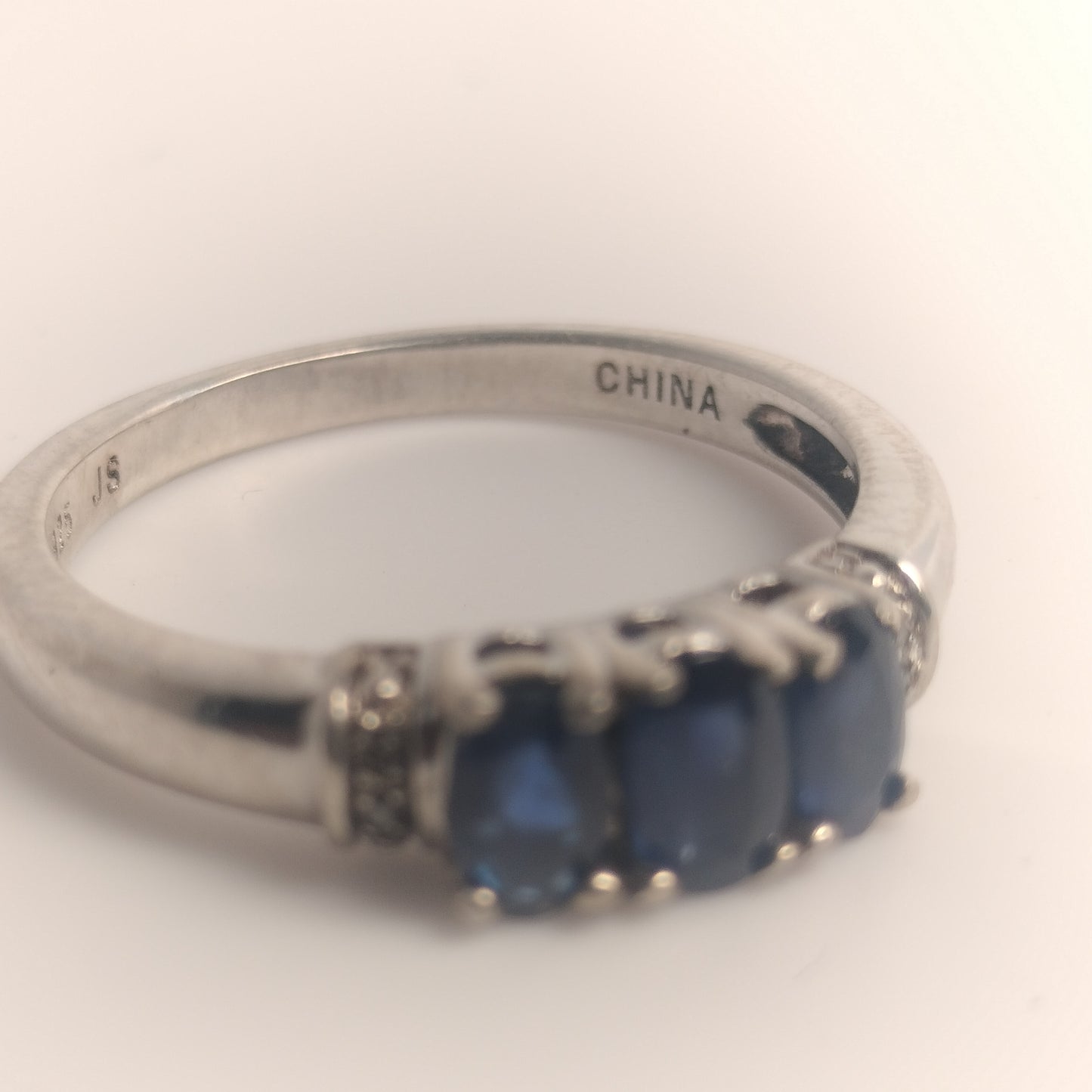 Sterling Silver Sapphire Diamond Ring