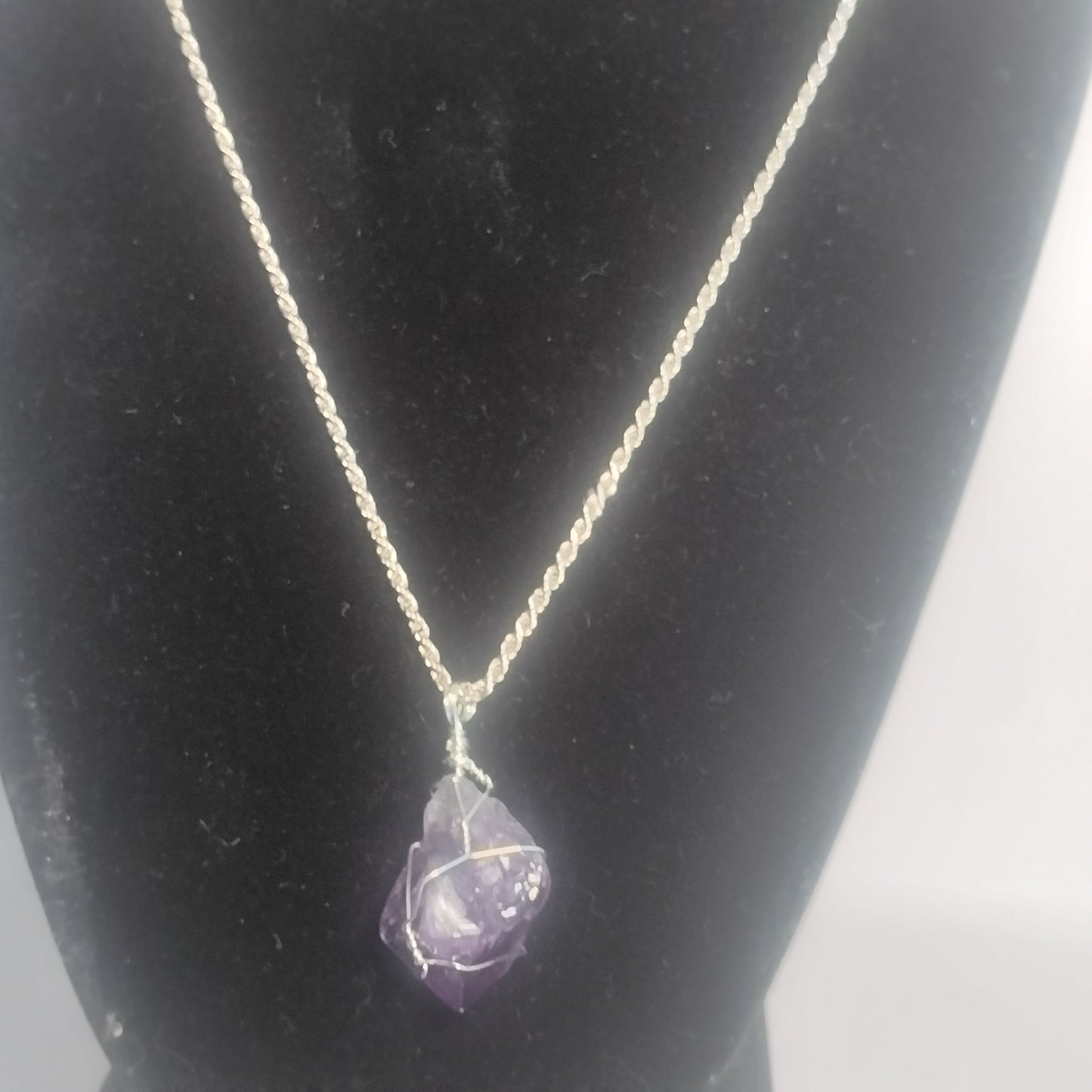 Sterling Silver Amethyst Pendant and Chain