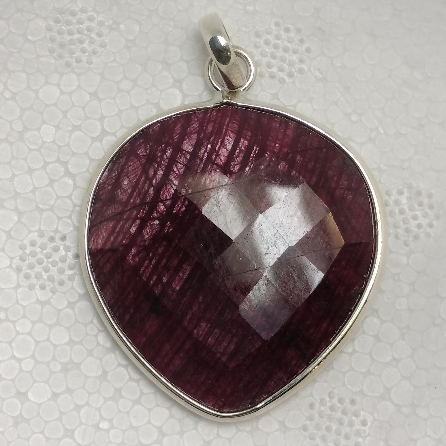 Huge Natural Ruby Sterling Silver Pendant