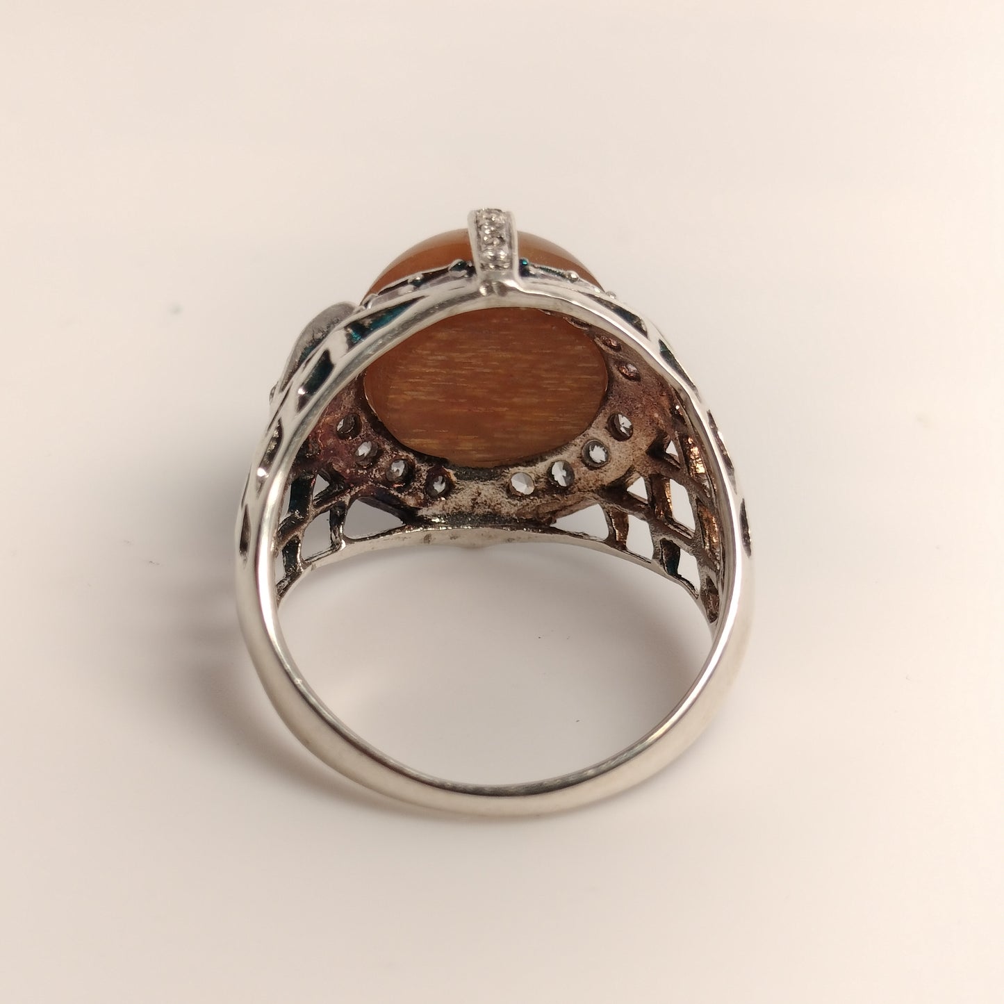 Sterling Silver Cats Eye and Cubic Zirconia Ring
