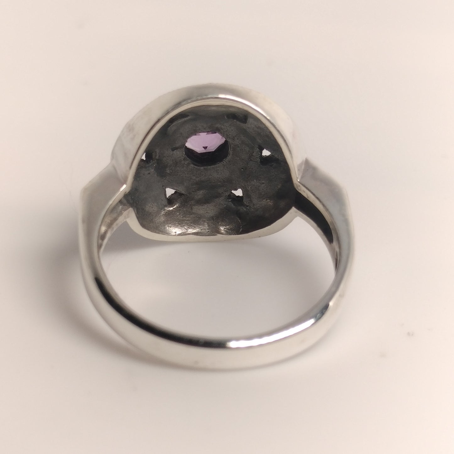 Sterling Silver Amethyst and Marcasite Ring
