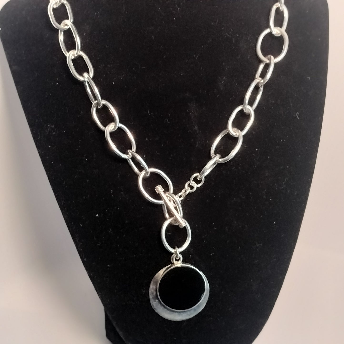 Sterling Silver Enamel Pendant and Necklace
