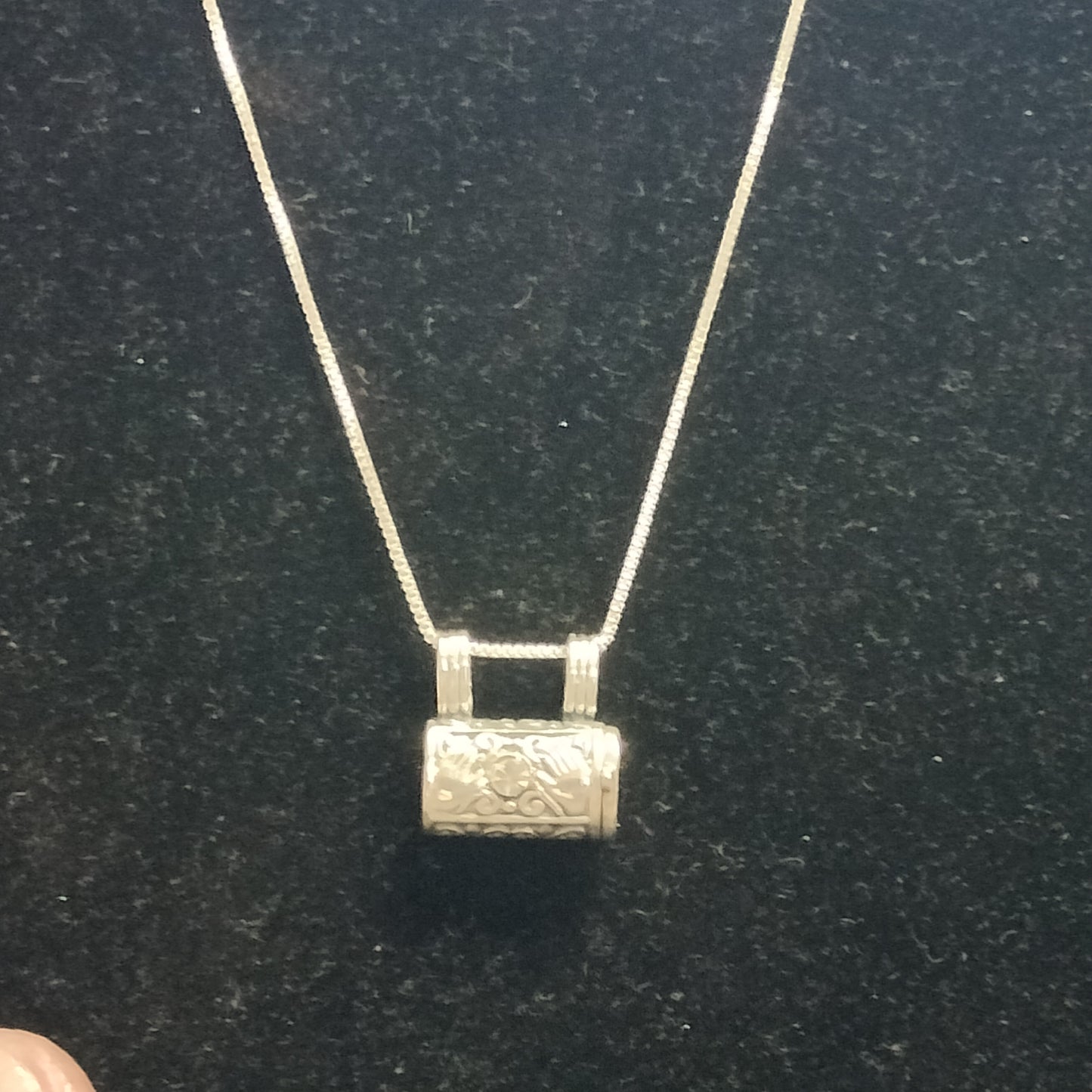 Sterling Silver Rhinestone Purse Pendant and Chain