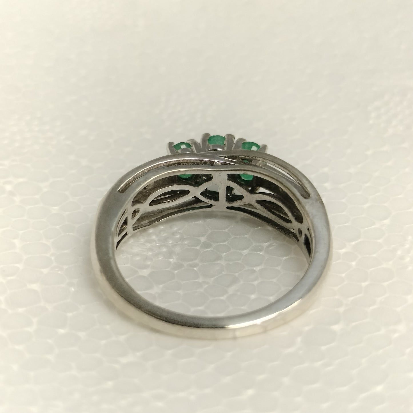 Sterling Silver Emerald and Diamond Ring