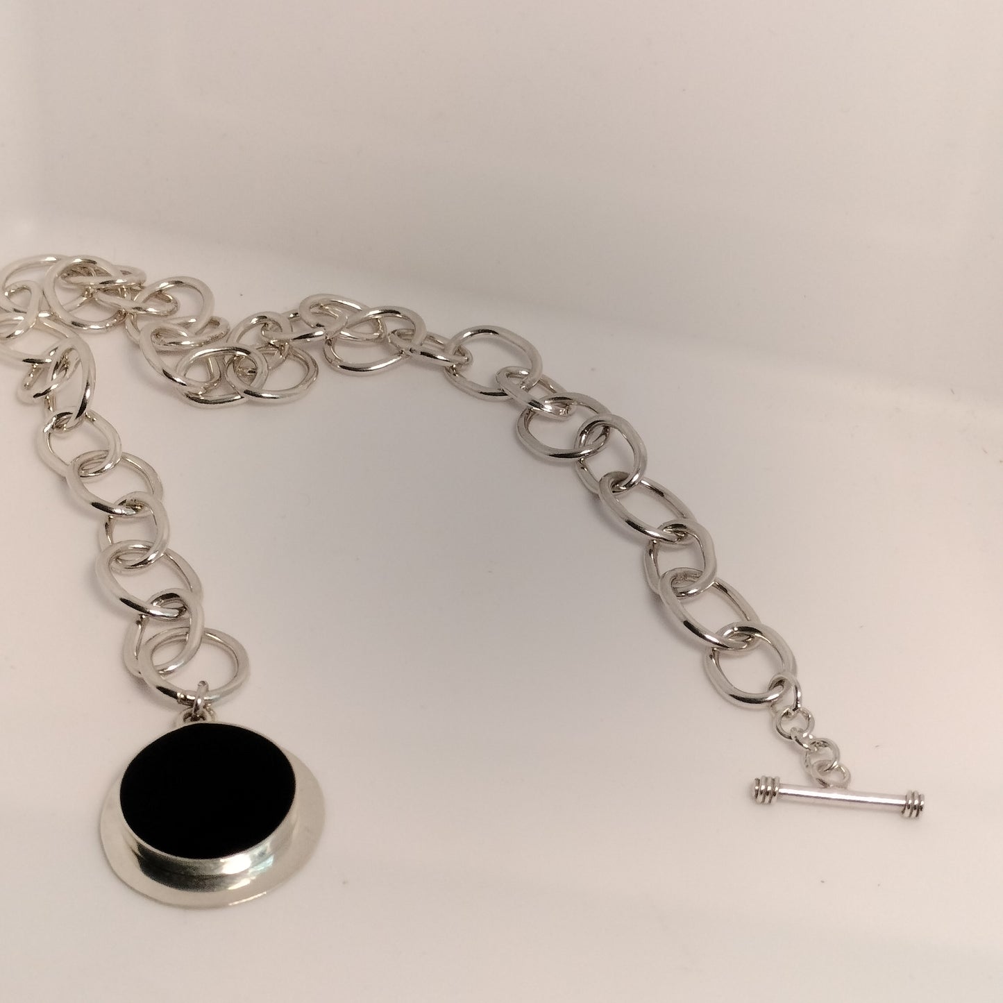Sterling Silver Enamel Pendant and Necklace