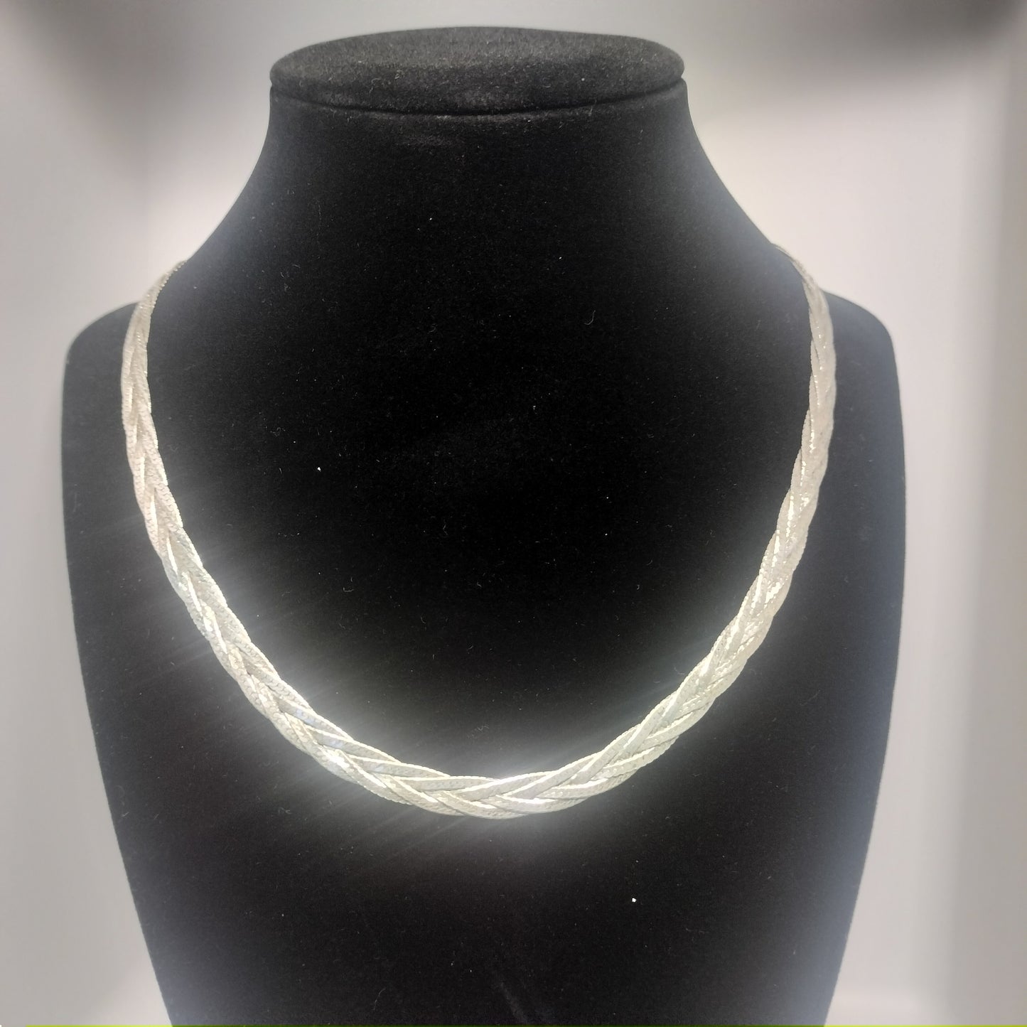 Sterling Silver Braided Herringbone Necklace