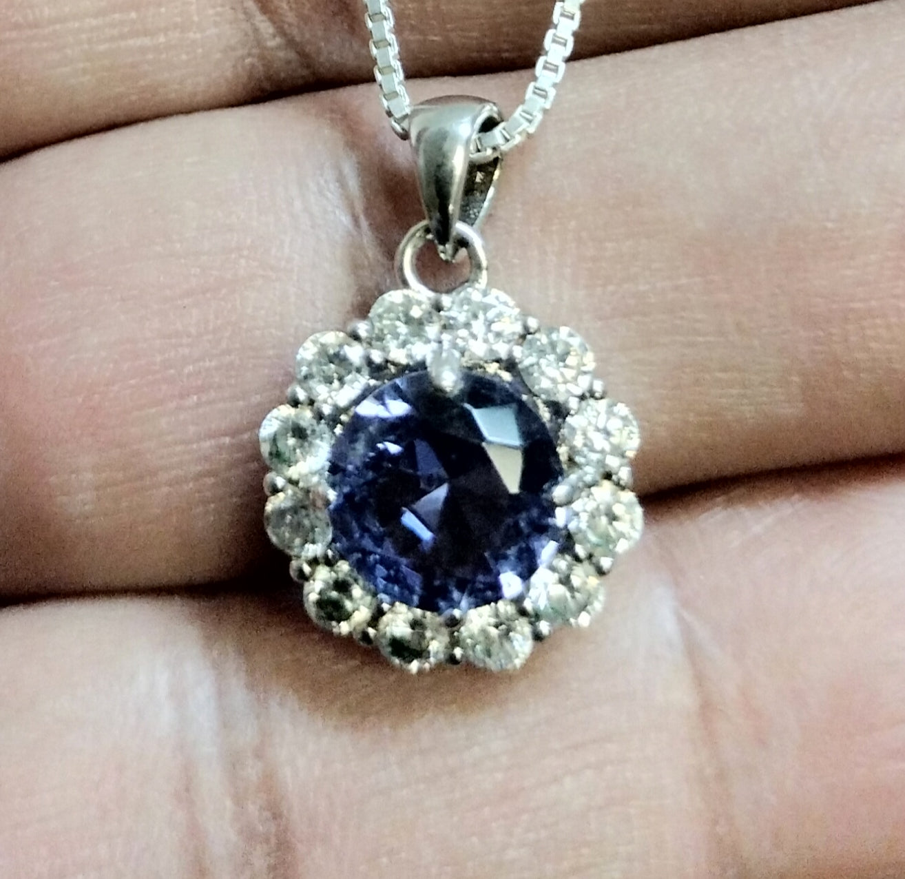 Sterling Silver Cubic Zirconia Pendant and Chain