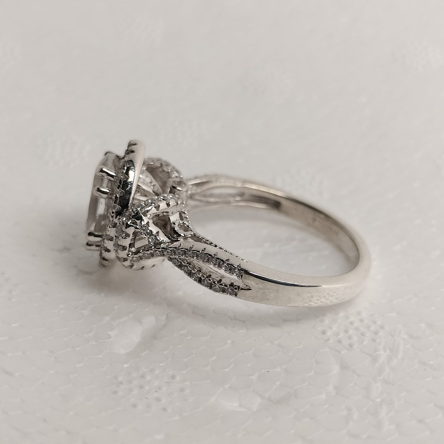 Sterling Silver White Topaz And Cubic Zirconia Ring