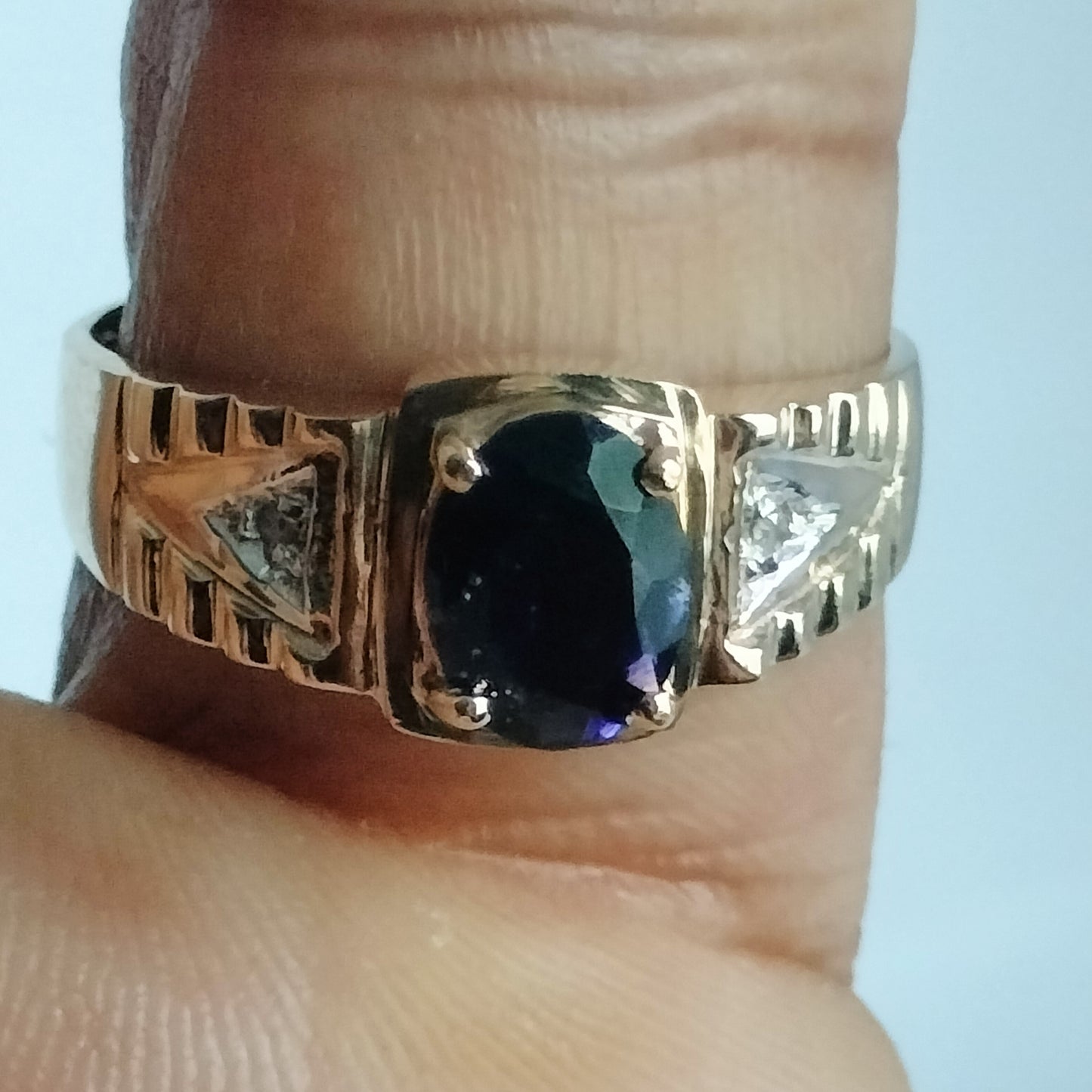 10k Gold Iolite Diamond Ring