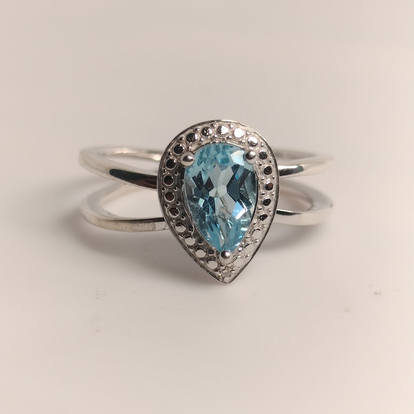 Sterling Silver Blue Topaz and Diamond Ring