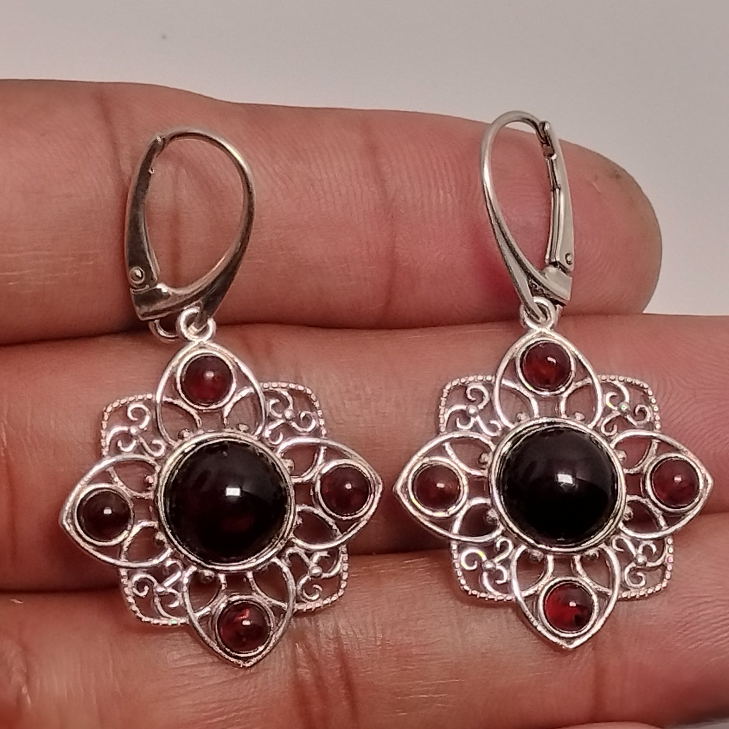 Sterling Silver Garnet Earrings