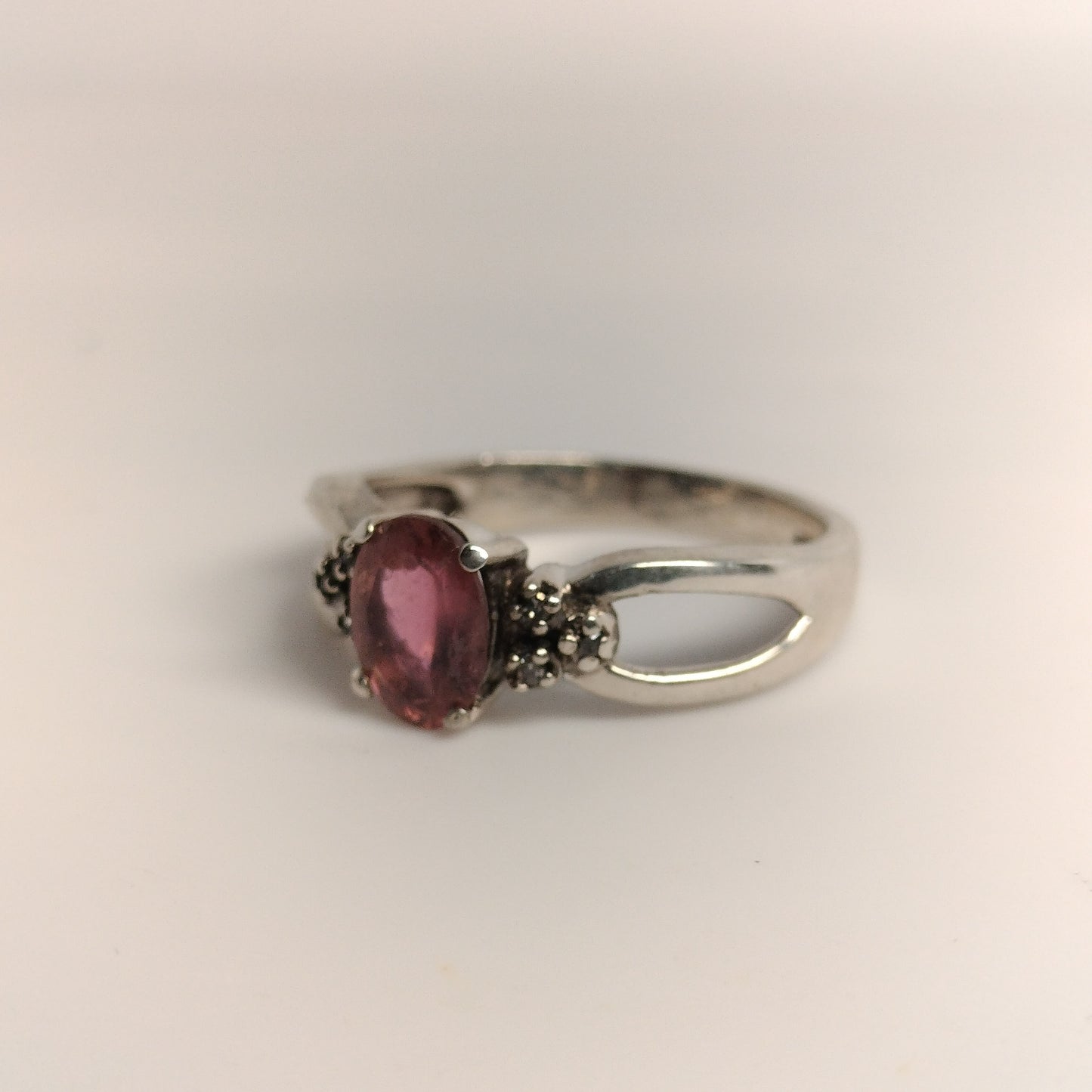 Sterling Silver Tourmaline and Diamond Ring