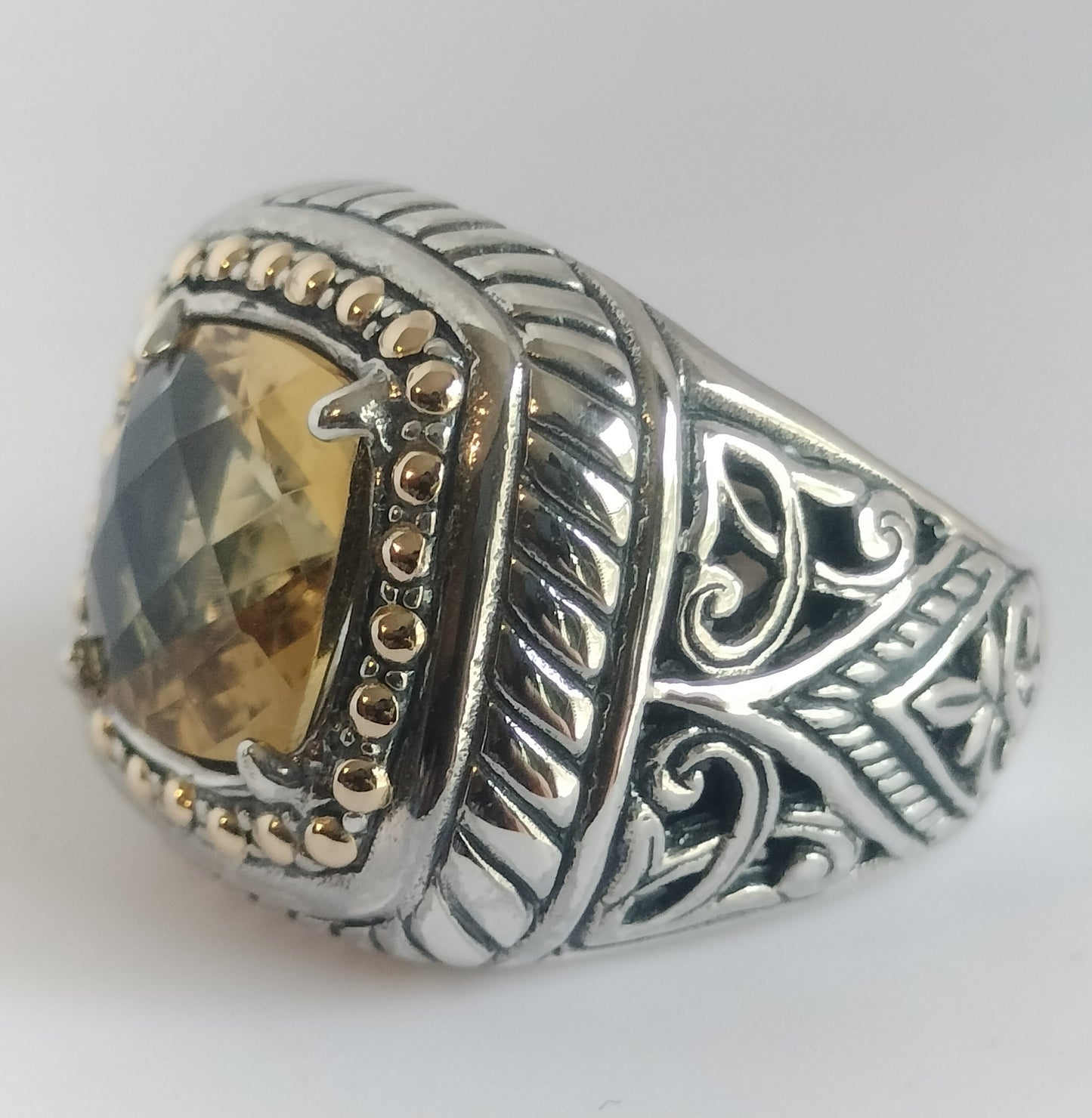 Sterling Silver and 18k Gold Citrine Ring