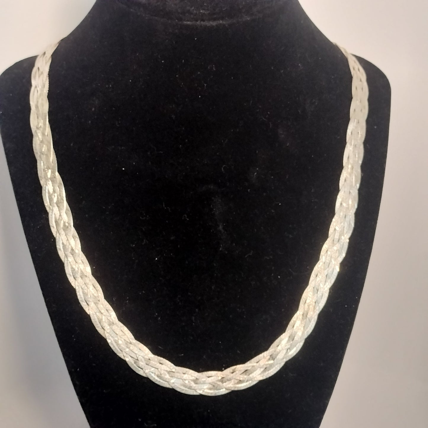 Sterling Silver Braided Herringbone Necklace