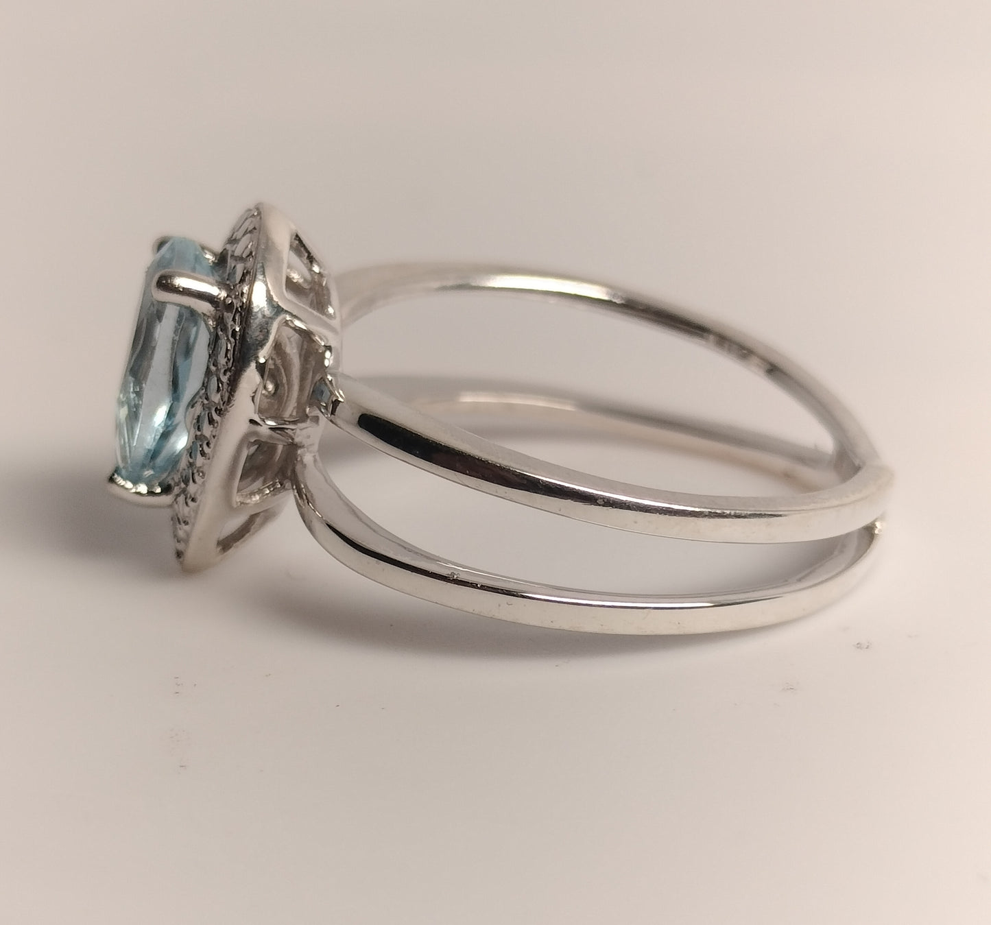 Sterling Silver Blue Topaz and Diamond Ring