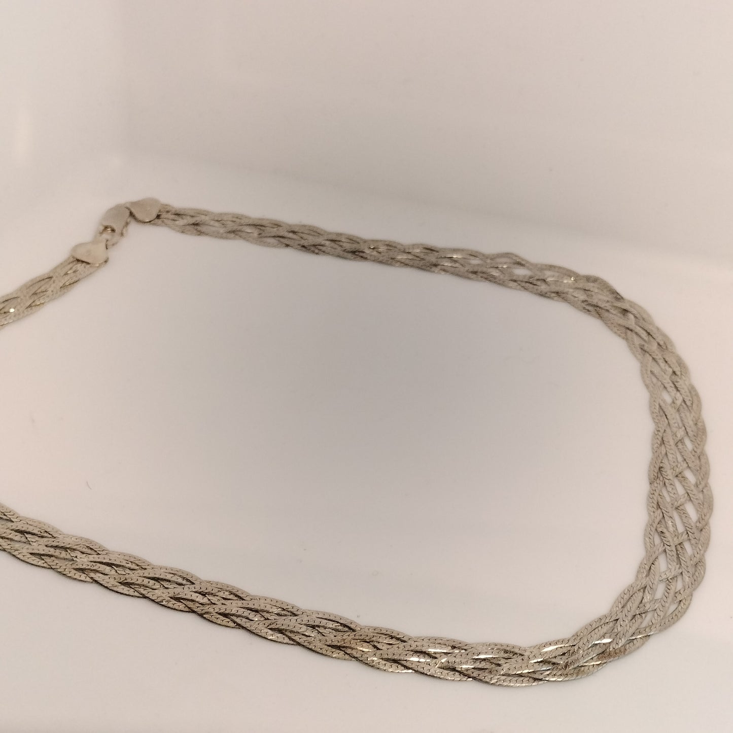Sterling Silver Braided Herringbone Necklace
