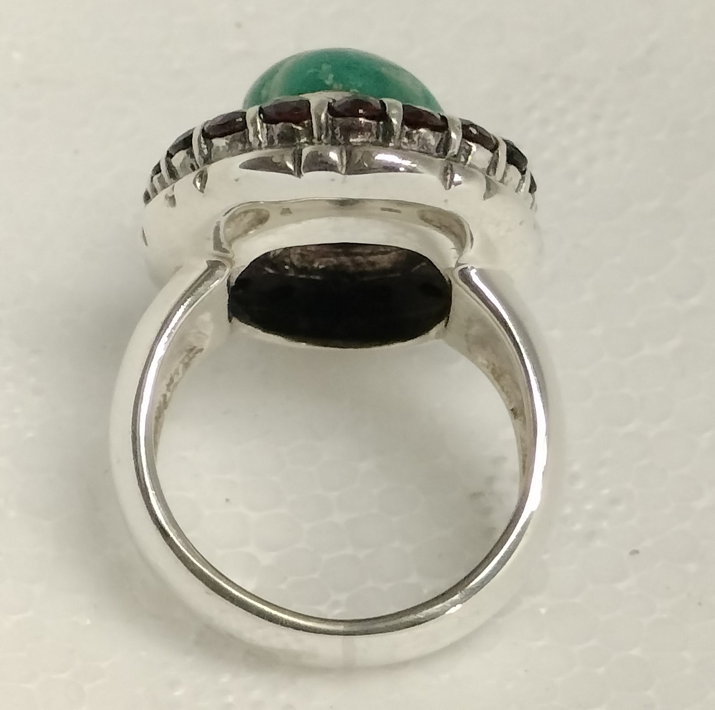 Sterling Silver Amazonite and Garnet Ring