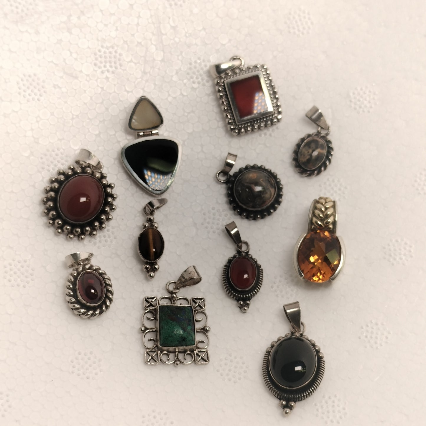 Assorted Lot of Sterling Silver Gemstone Pendants