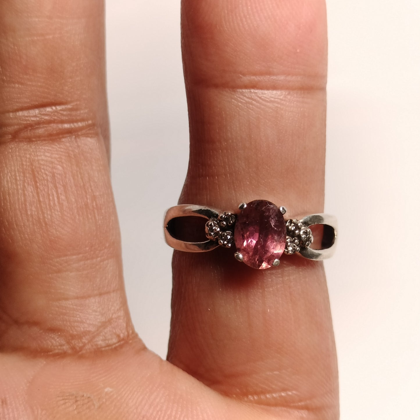 Sterling Silver Tourmaline and Diamond Ring
