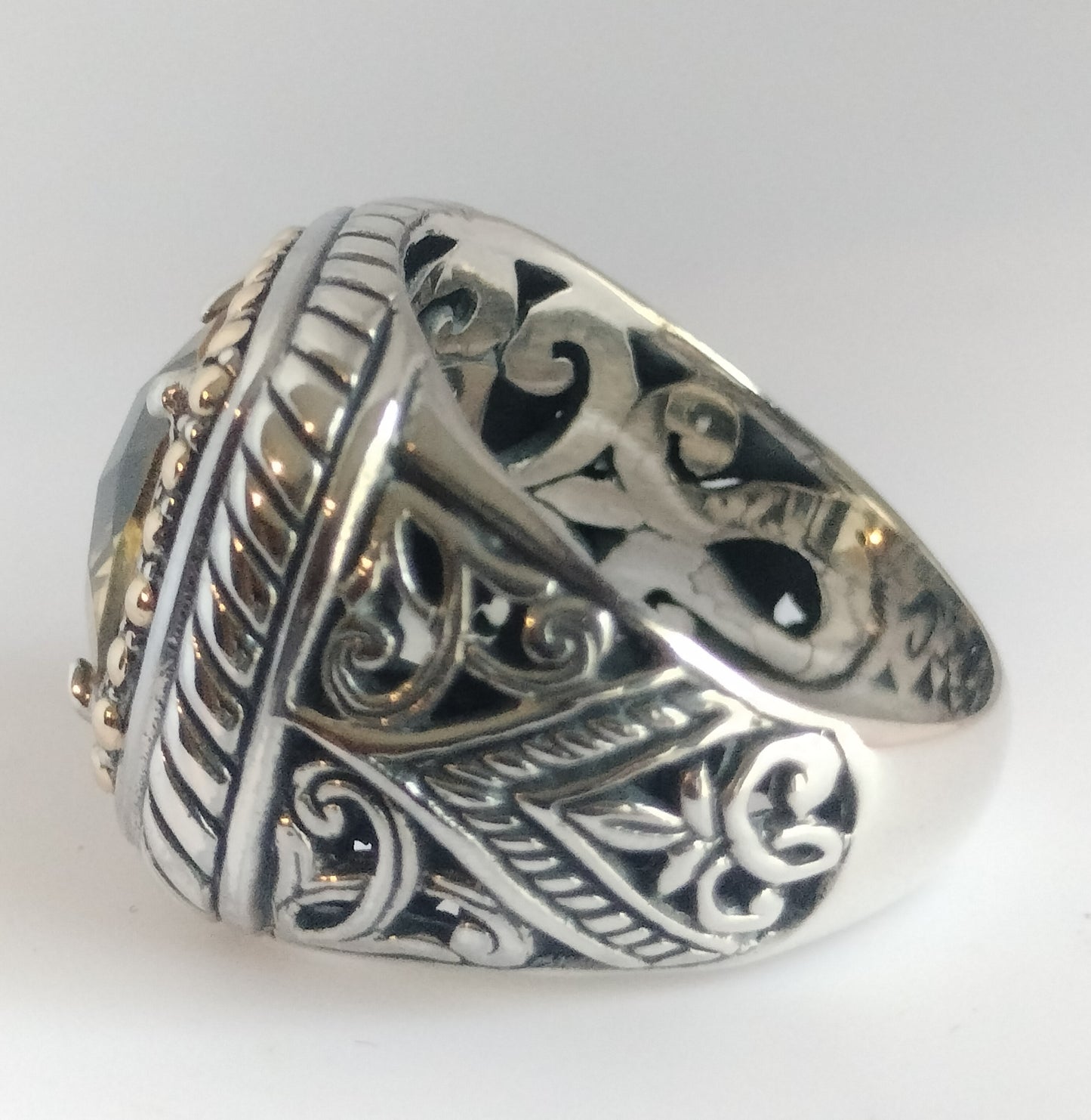 Sterling Silver and 18k Gold Citrine Ring
