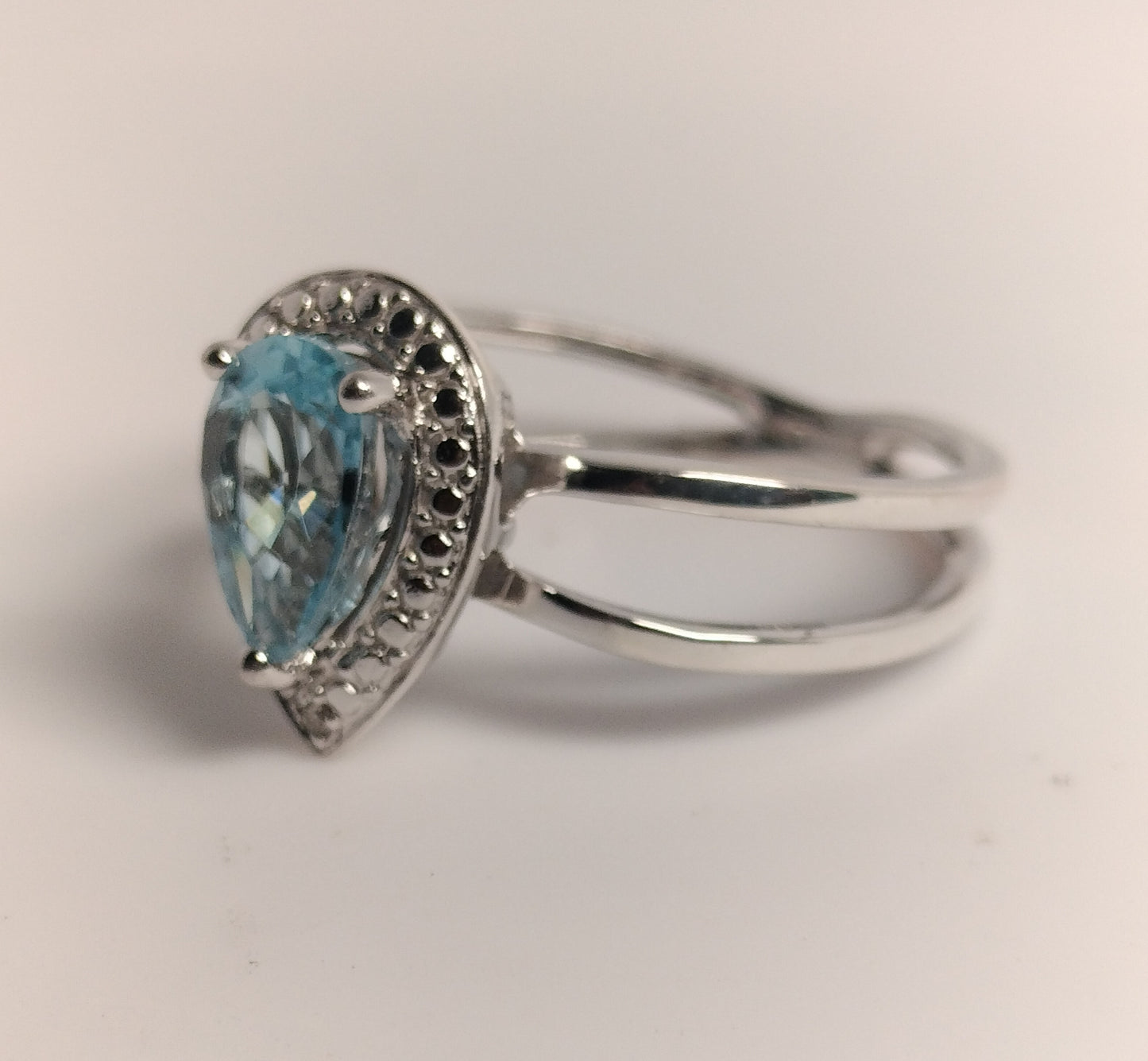 Sterling Silver Blue Topaz and Diamond Ring