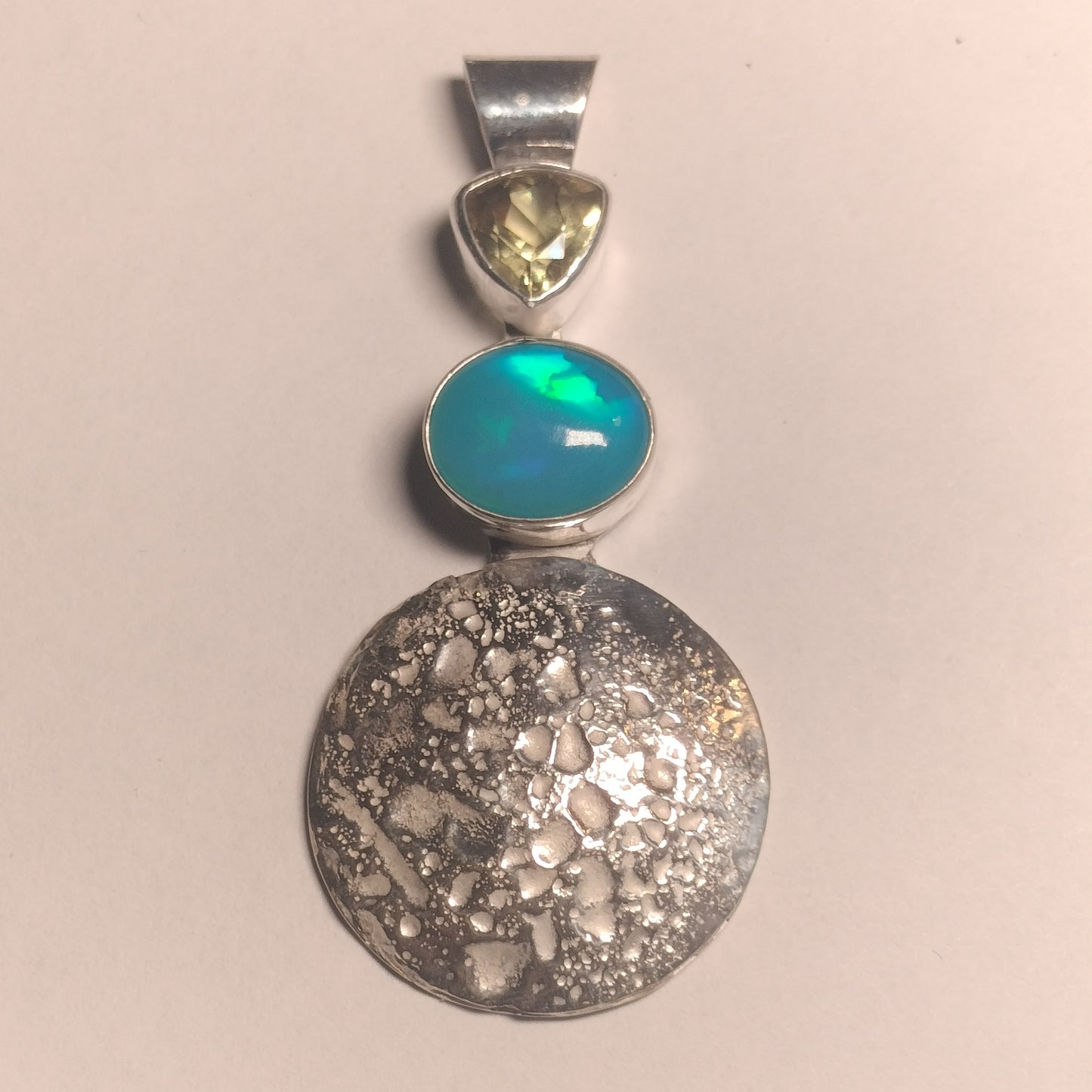 Sterling Silver Opal and Lemon Quartz Pendant