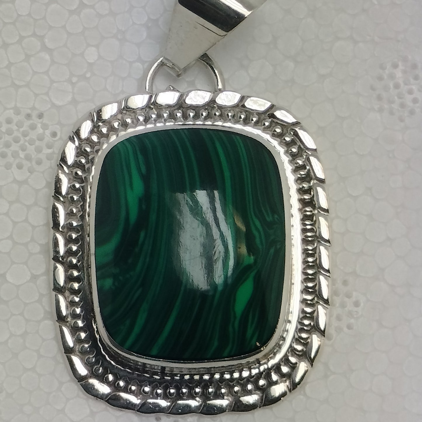 Large Malachite Sterling Silver Pendant