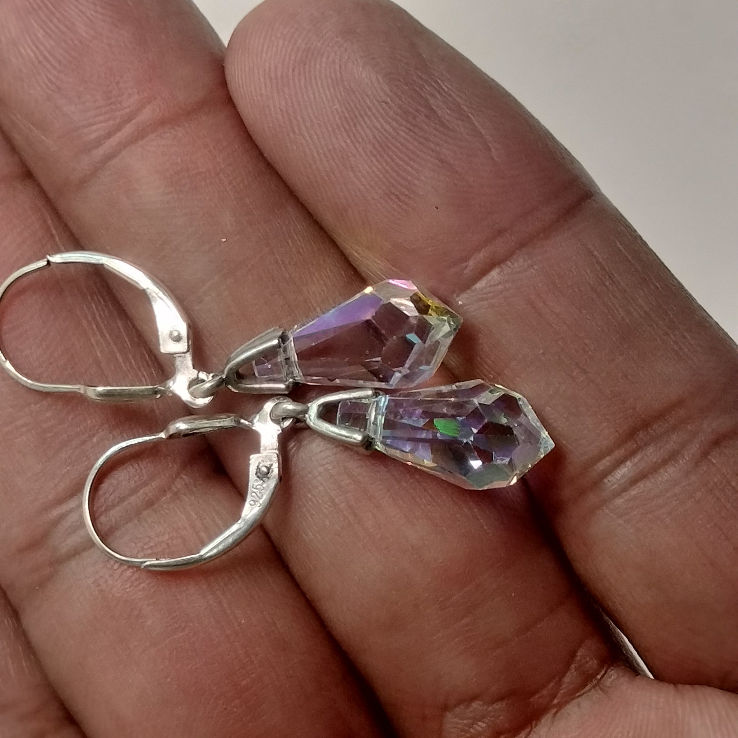 Sterling Silver Leaded Crystal Earrings