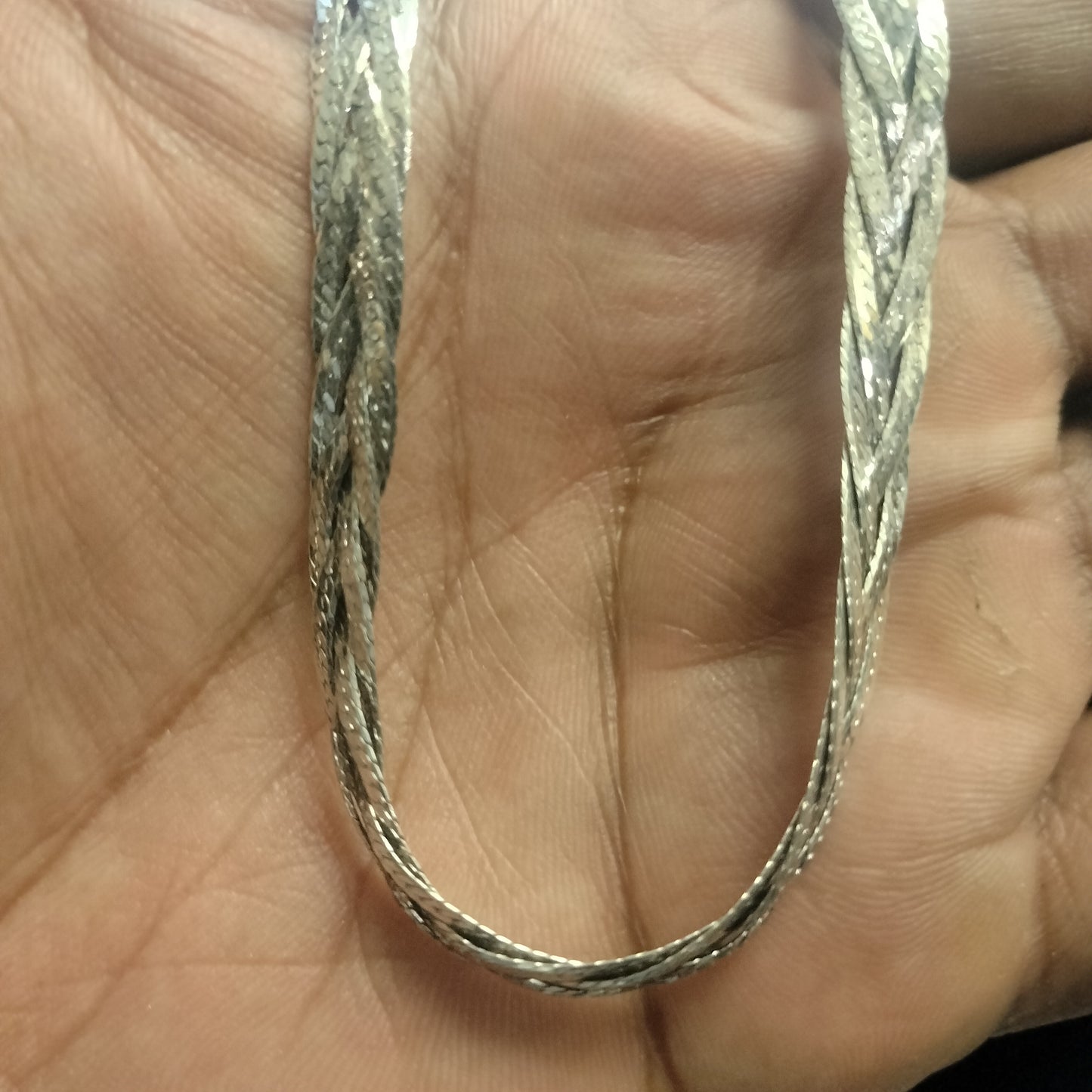 Sterling Silver Braided Herringbone Necklace