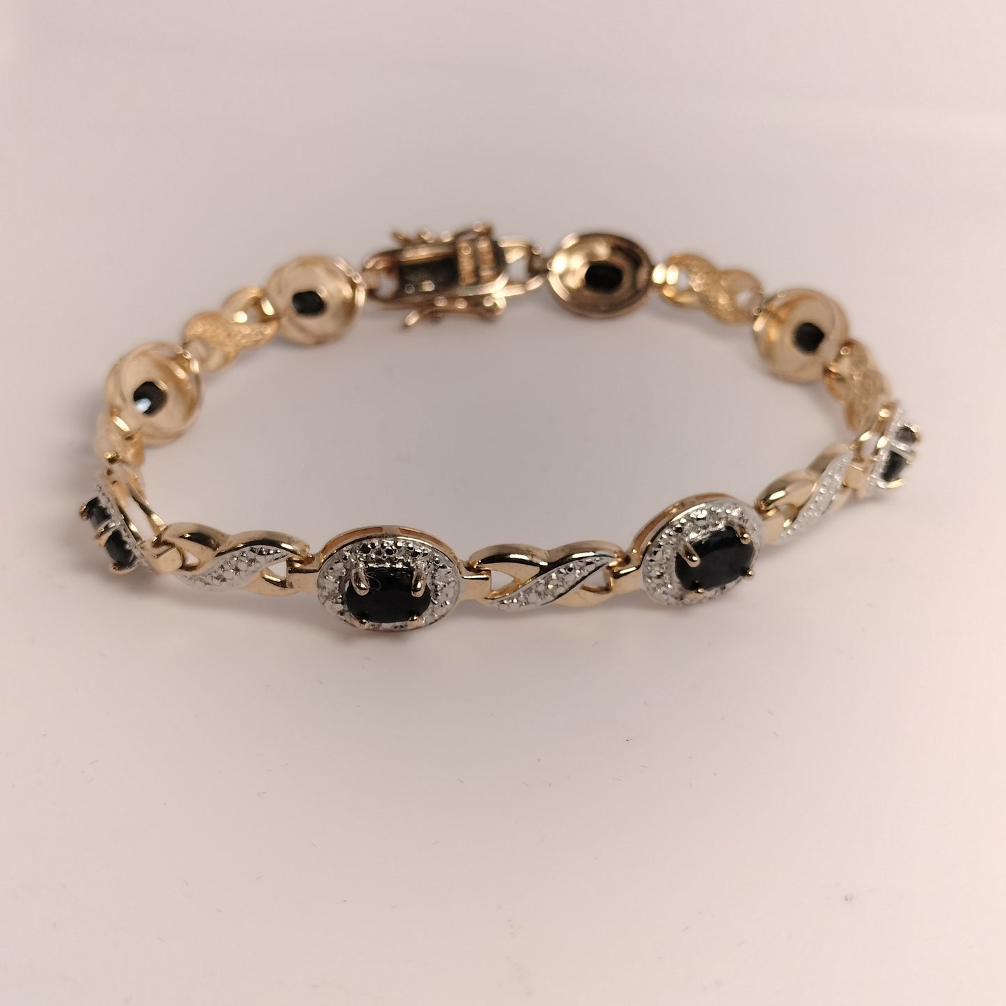 Sterling Silver Sapphire and Diamond Tennis Bracelet