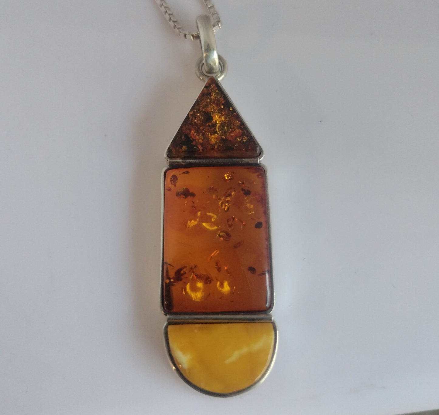 Sterling Silver Amber Pendant and Chain