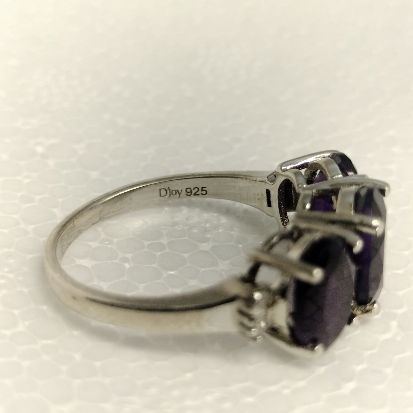 Sterling Silver Amethyst and Diamond Ring