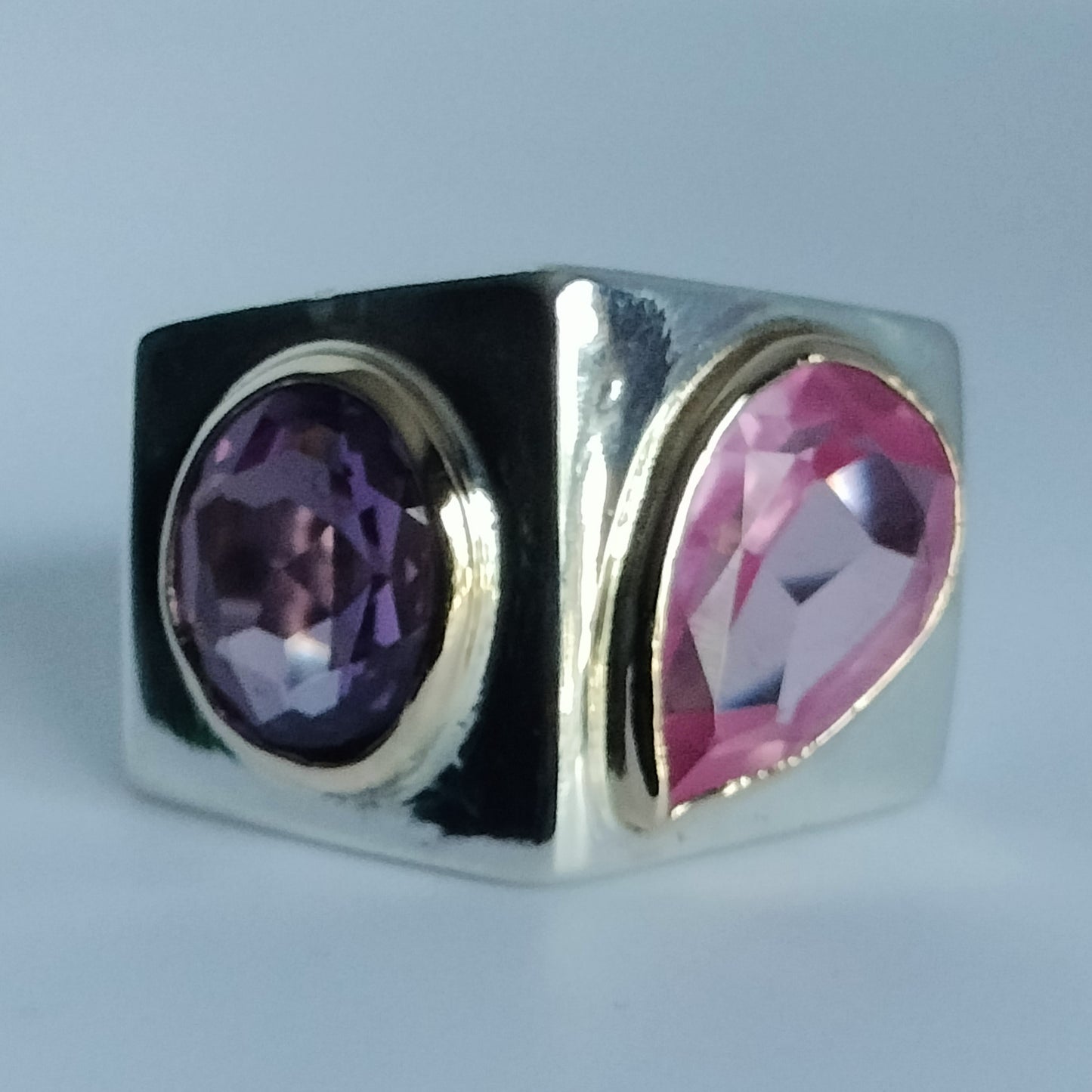 Sterling Silver and 10k Gold Sapphire Ring